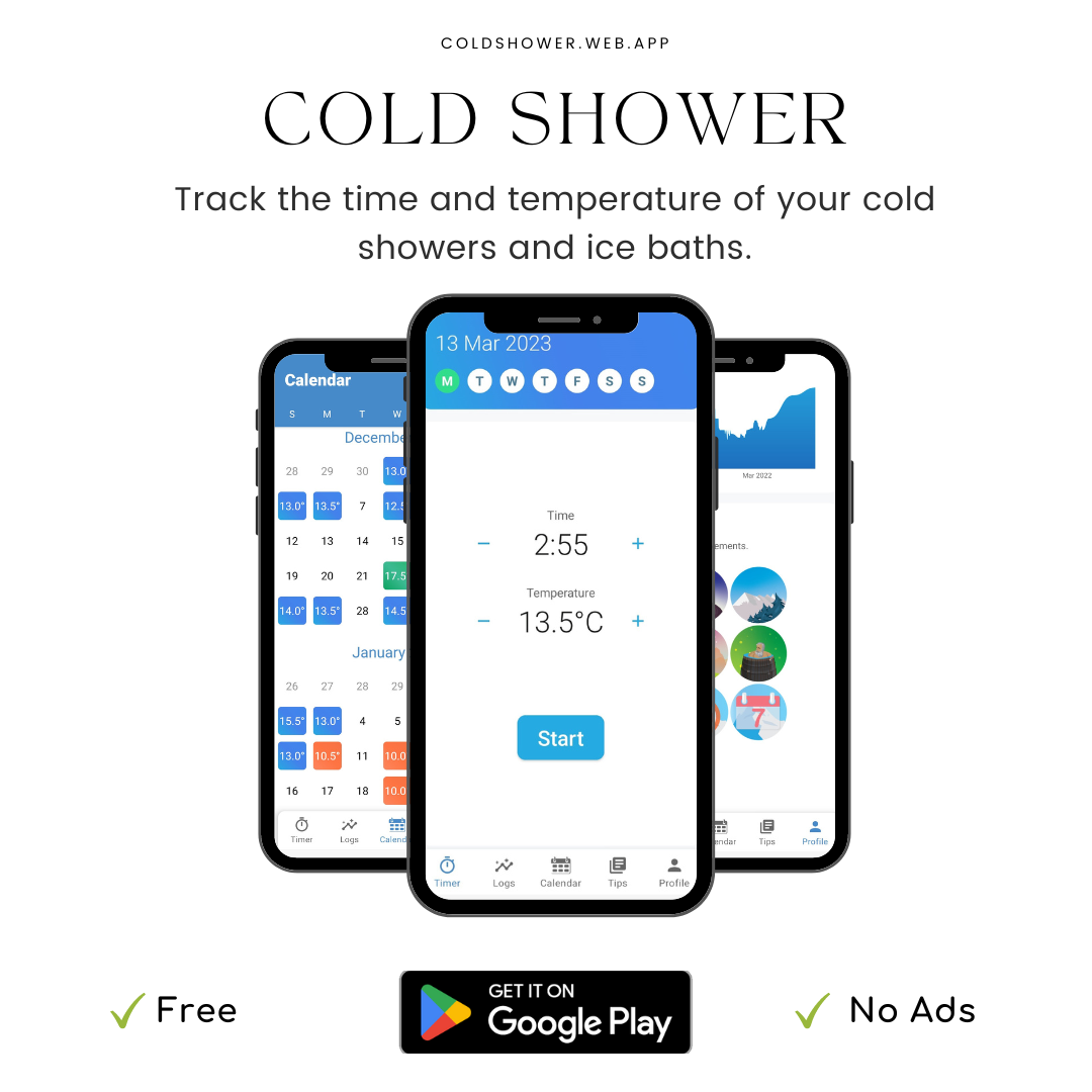 startuptile Cold Shower-Track the time and temperature of your cold showers.