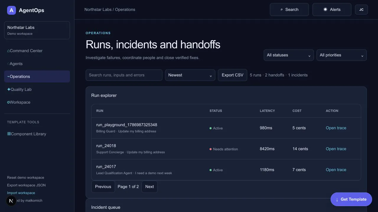 AgentOps Web Template gallery image