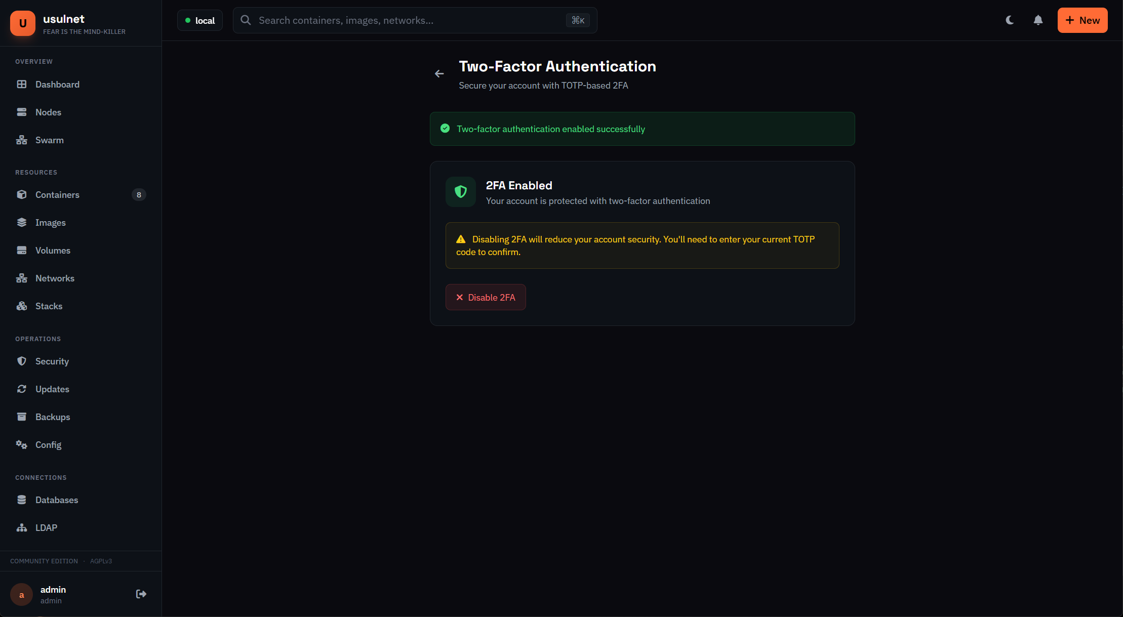 usulnet — DevOps & SysAdmins UI - Screenshot 5 showing product features and functionality