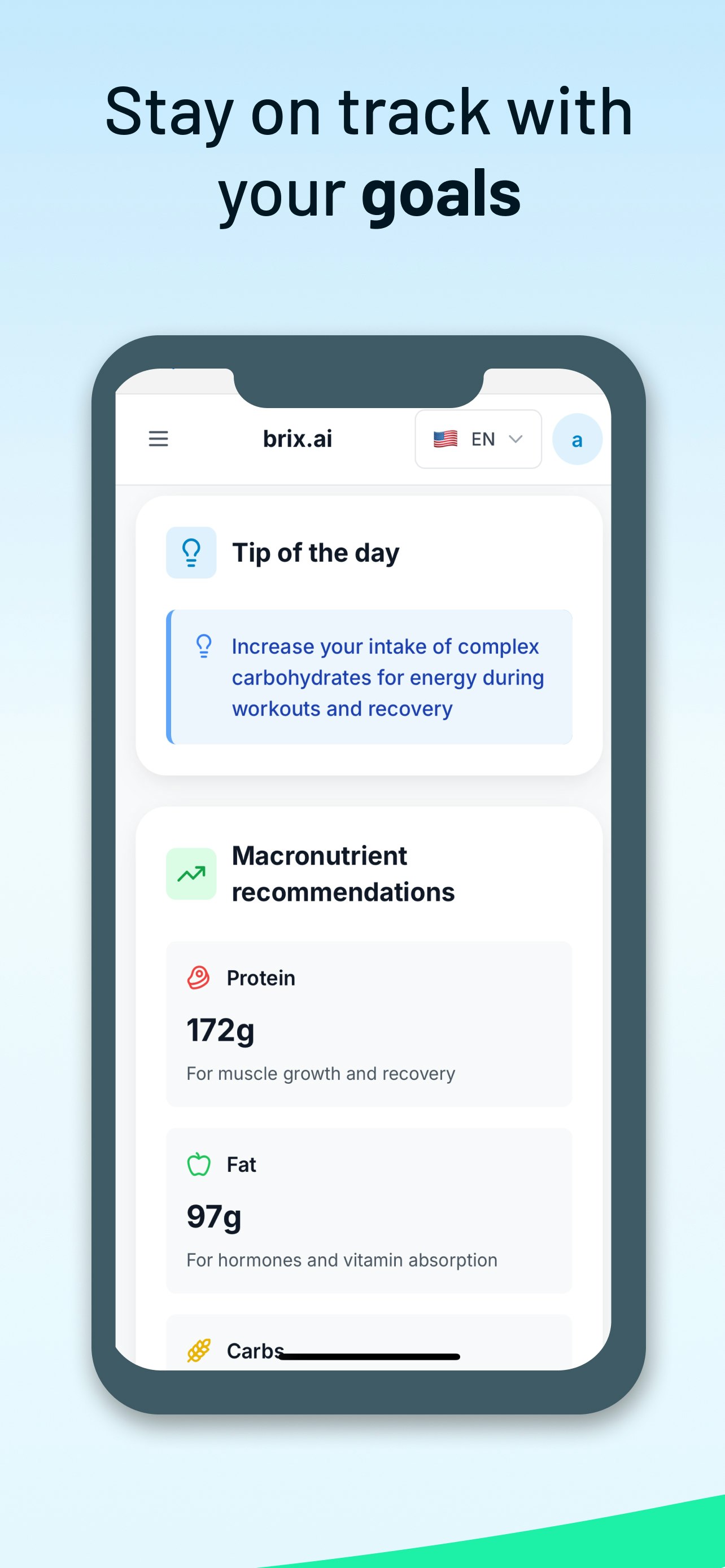 Mídia 5 de Brix.ai - App Telegram Mini - Comer inteligente com IA - Rastreie suas refeições!