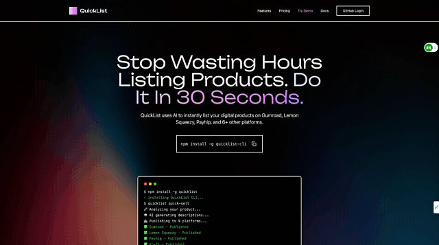 QuickList - Main product screenshot demonstrating key features and user interface