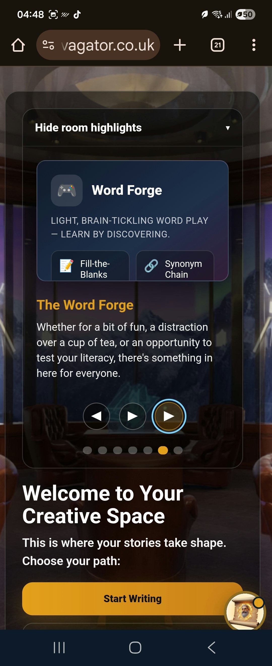 Novagator Writers Lounge - Main product screenshot demonstrating key features and user interface