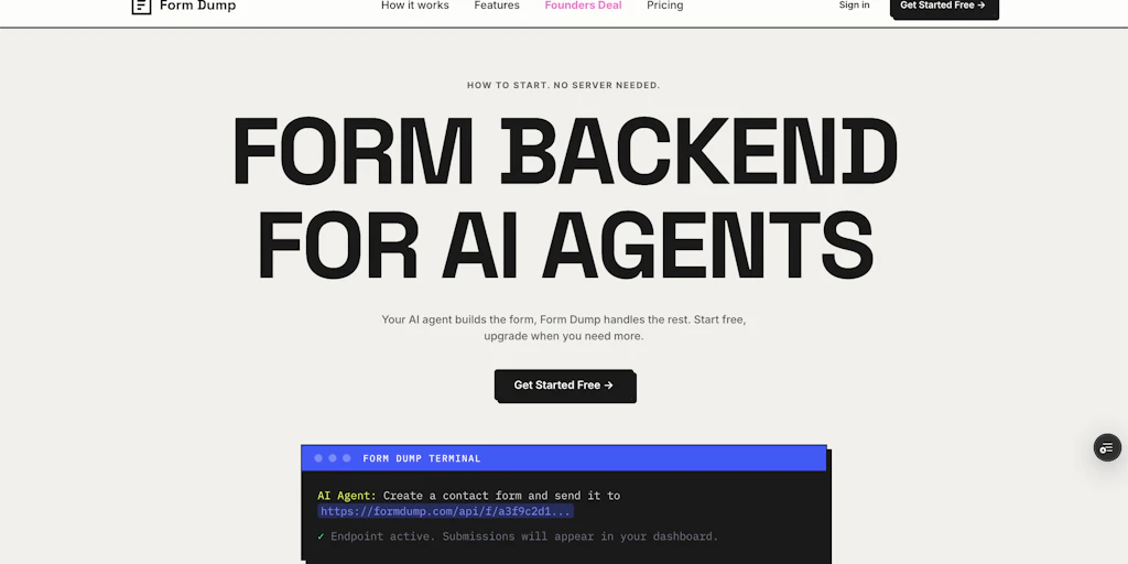 Form Dump:專為 AI 代理與人類設計的表單後端服務