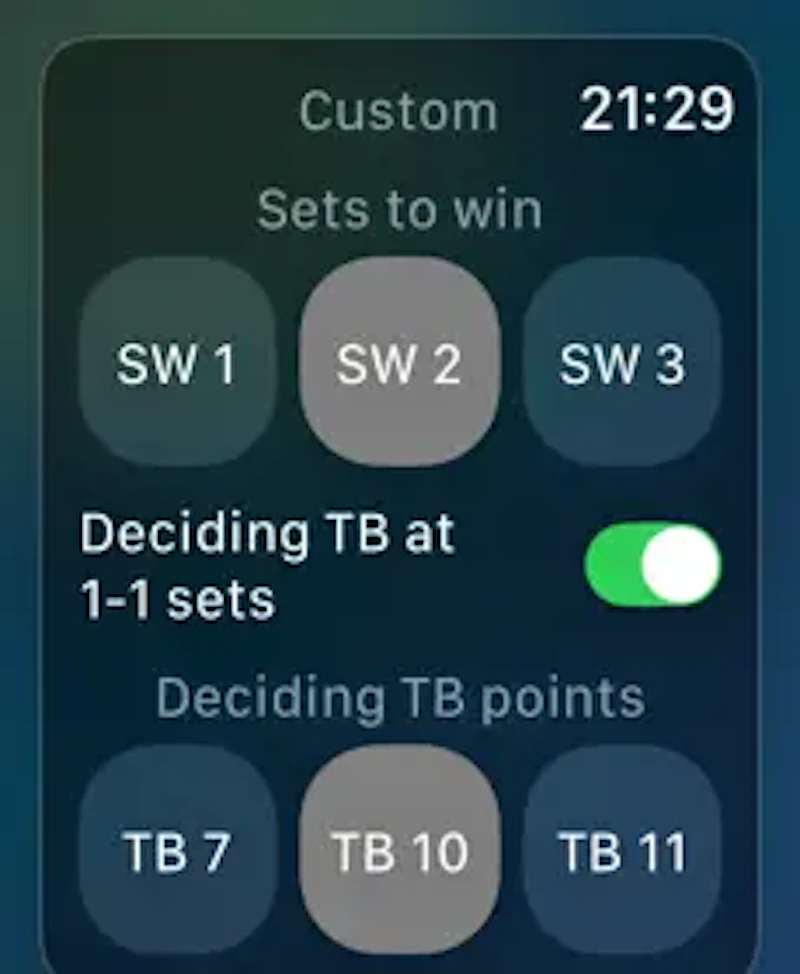 Racquet Score Tracker Apple Watch screenshot 3