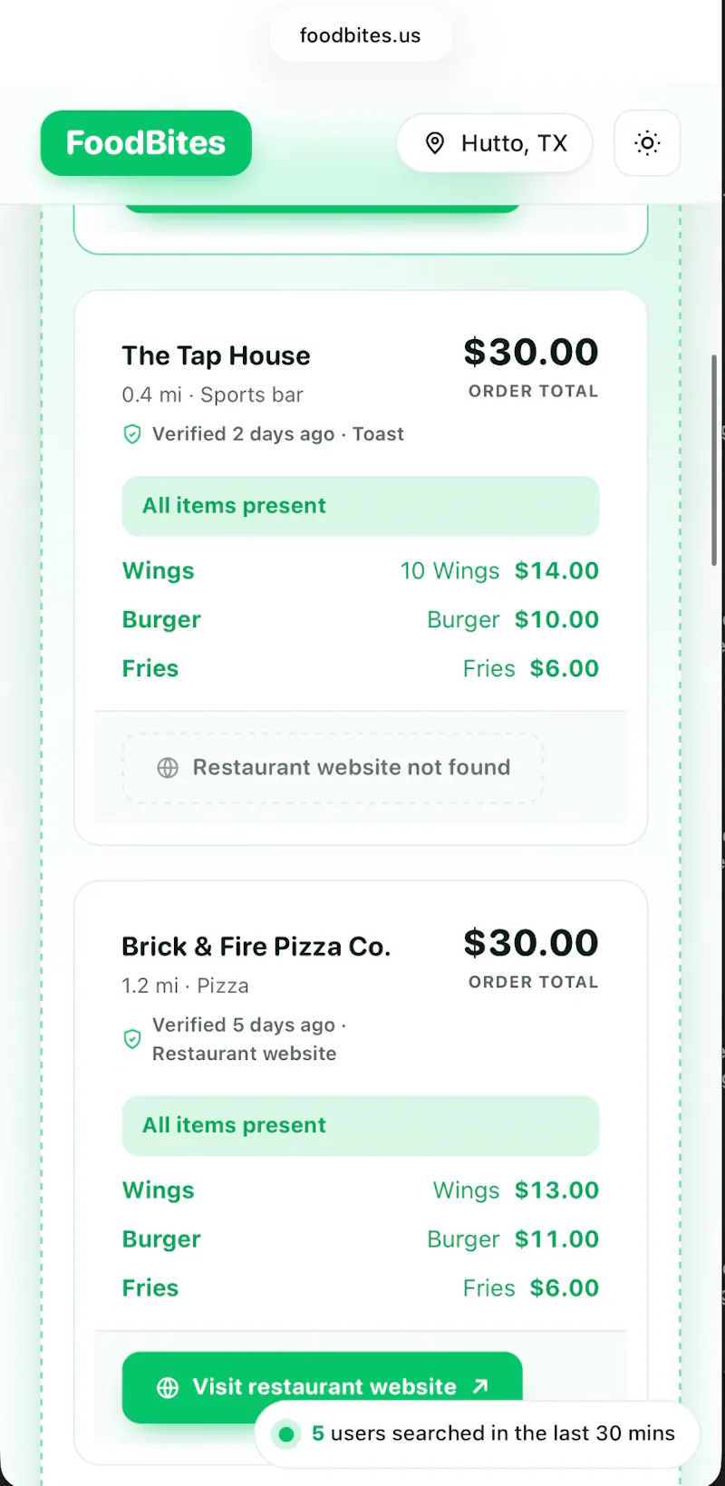 FoodBites screenshot 1