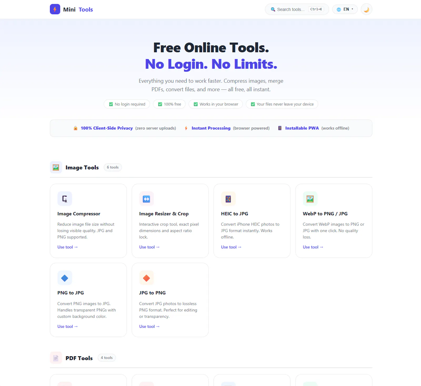 MiniTools — Free Online Tools. screenshot 1