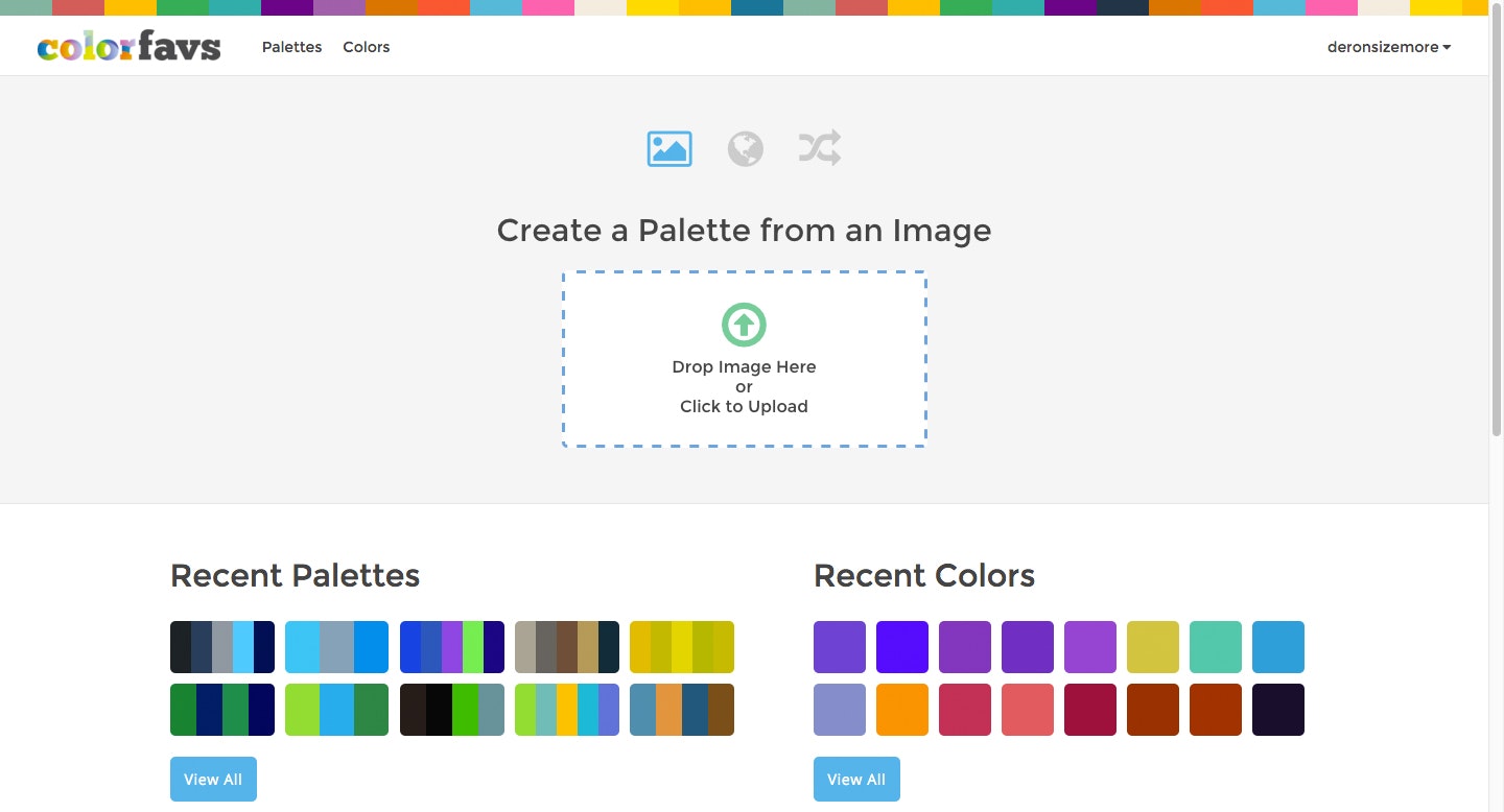 ColorFavs Generate color palettes from images, urls or randomly