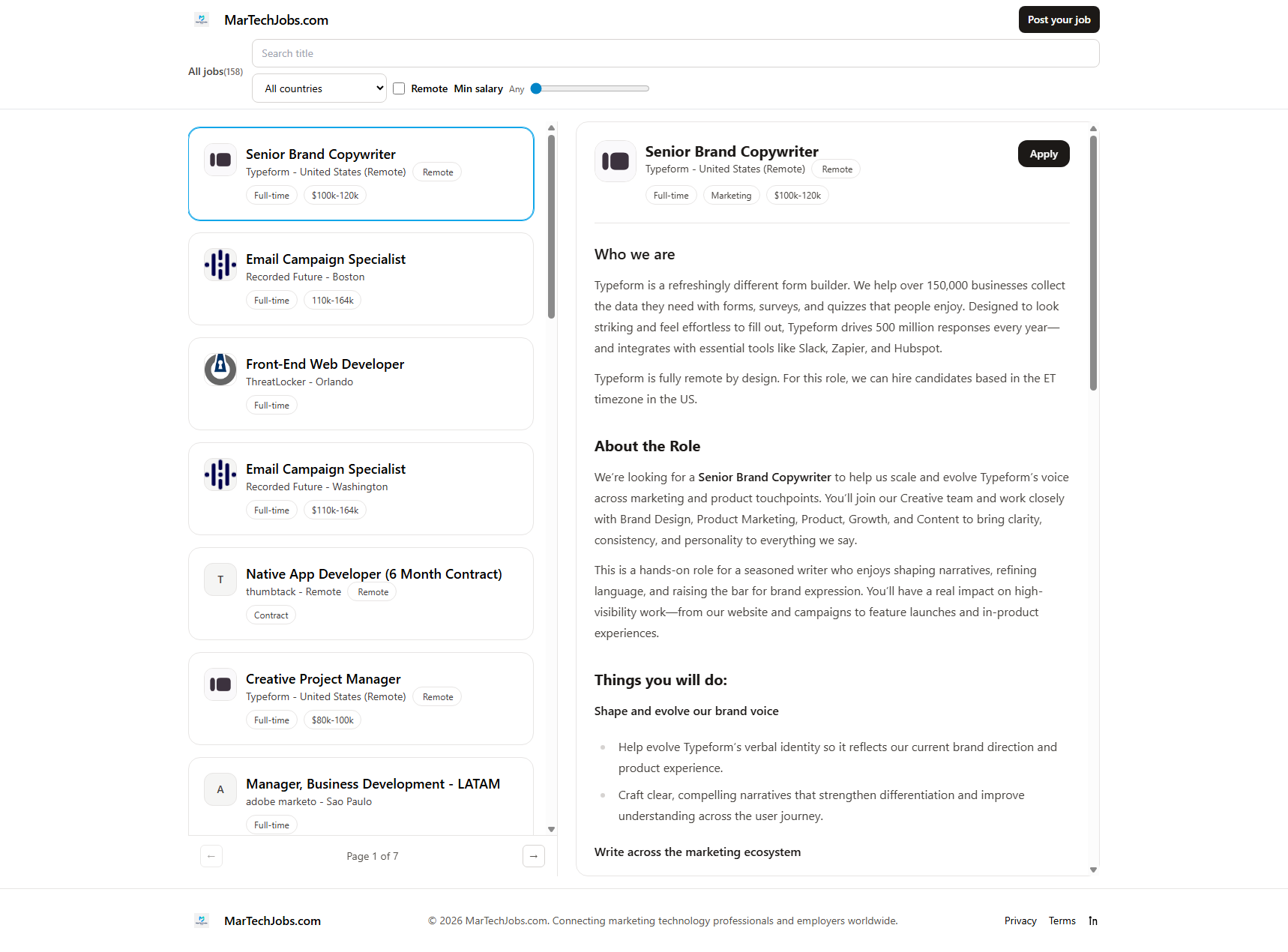 MarTechJobs.com - Screenshot 3 showing product features and functionality