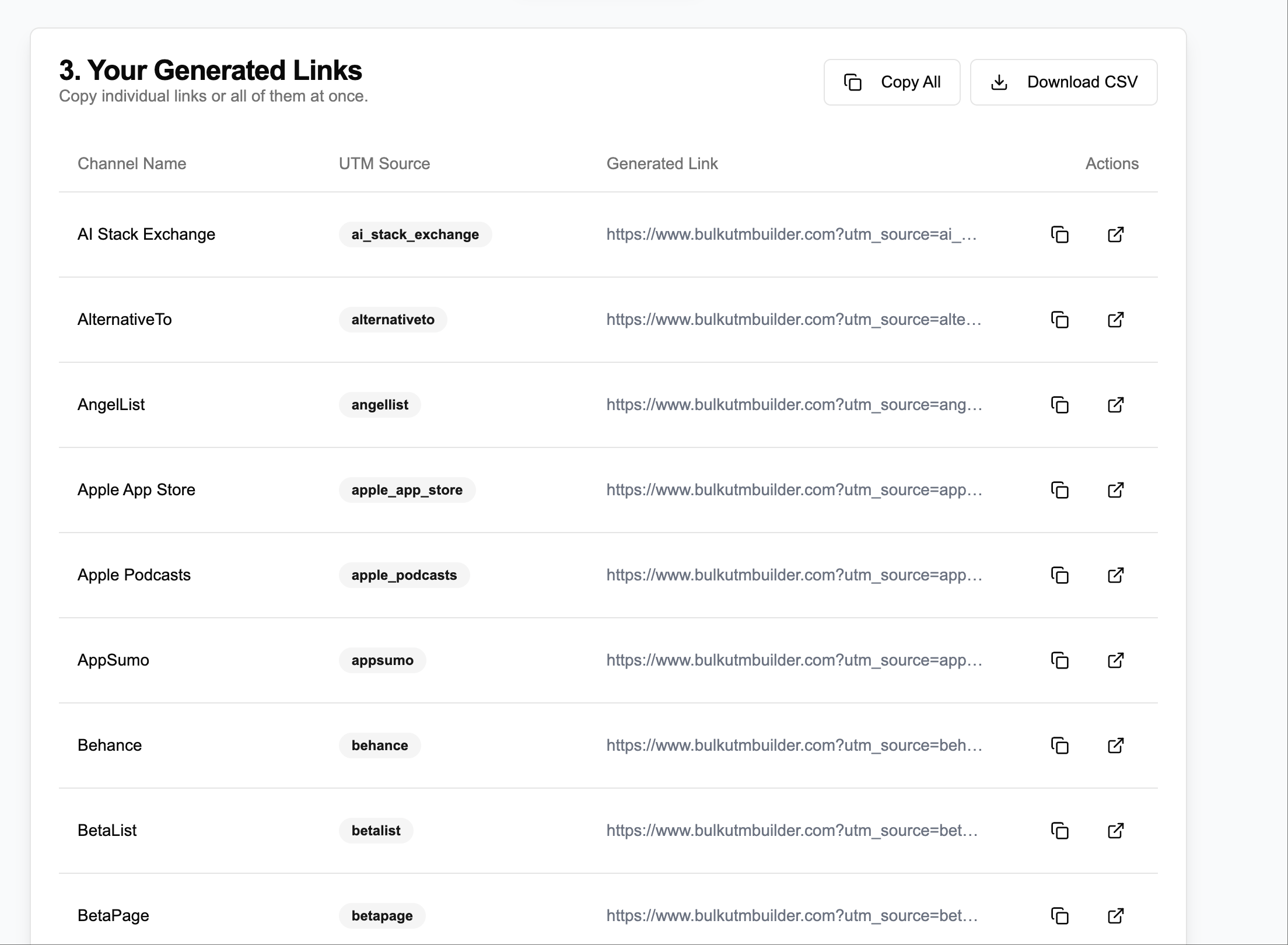 Mídia 3 de Builder UTM em massa - Gerador de link UTM em massa, construtor UTM em massa