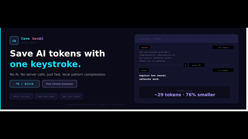 Cavebro - AI Token Saver screenshot 1 (video preview)