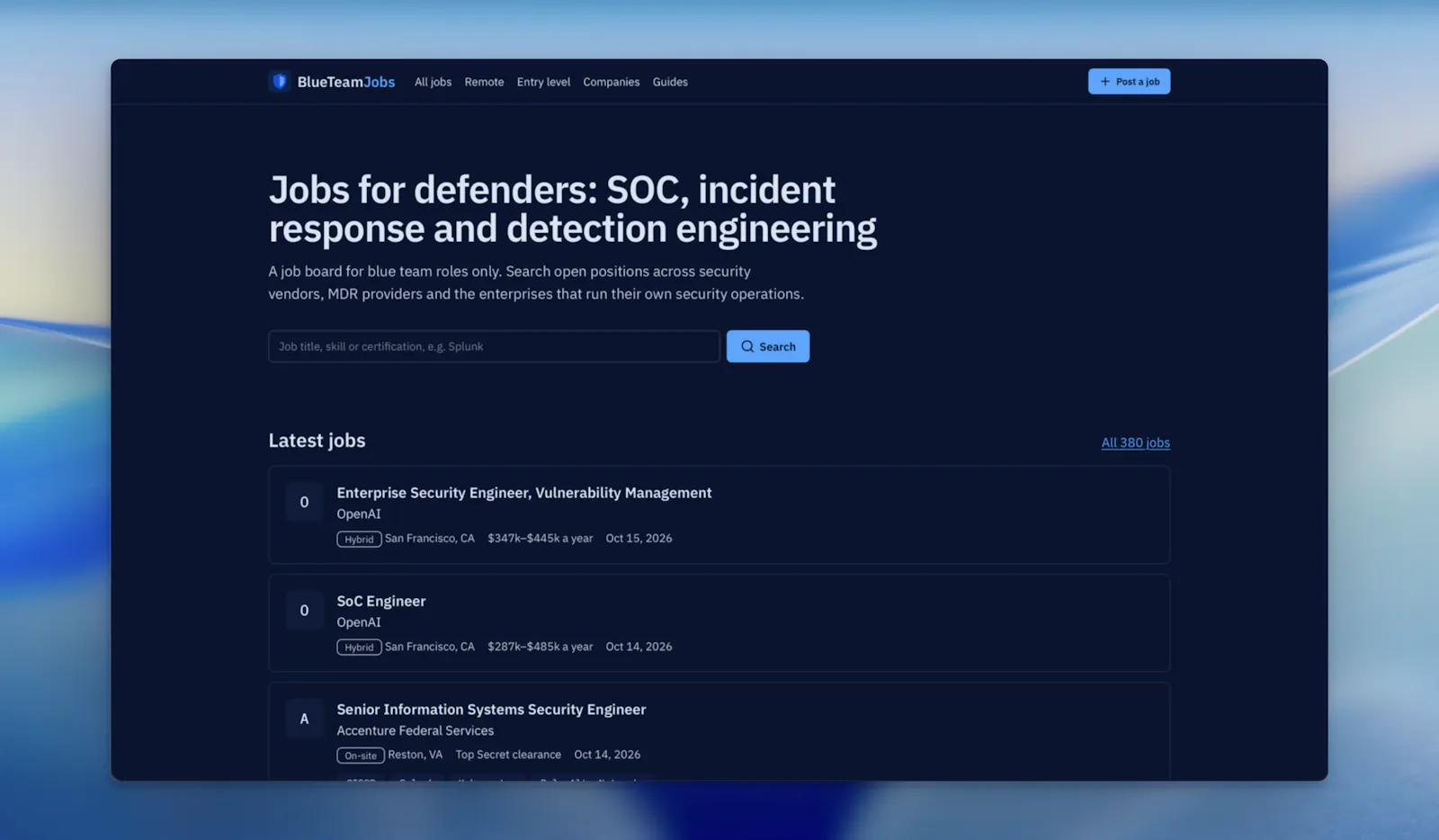 BlueTeamJobs screenshot 1