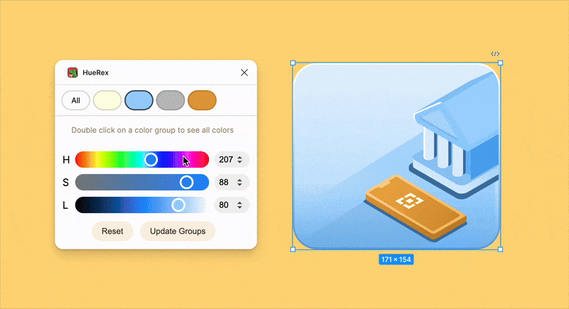 Mídia 2 de Huerex - Um plug -in da figma que permite editar cores a granel.