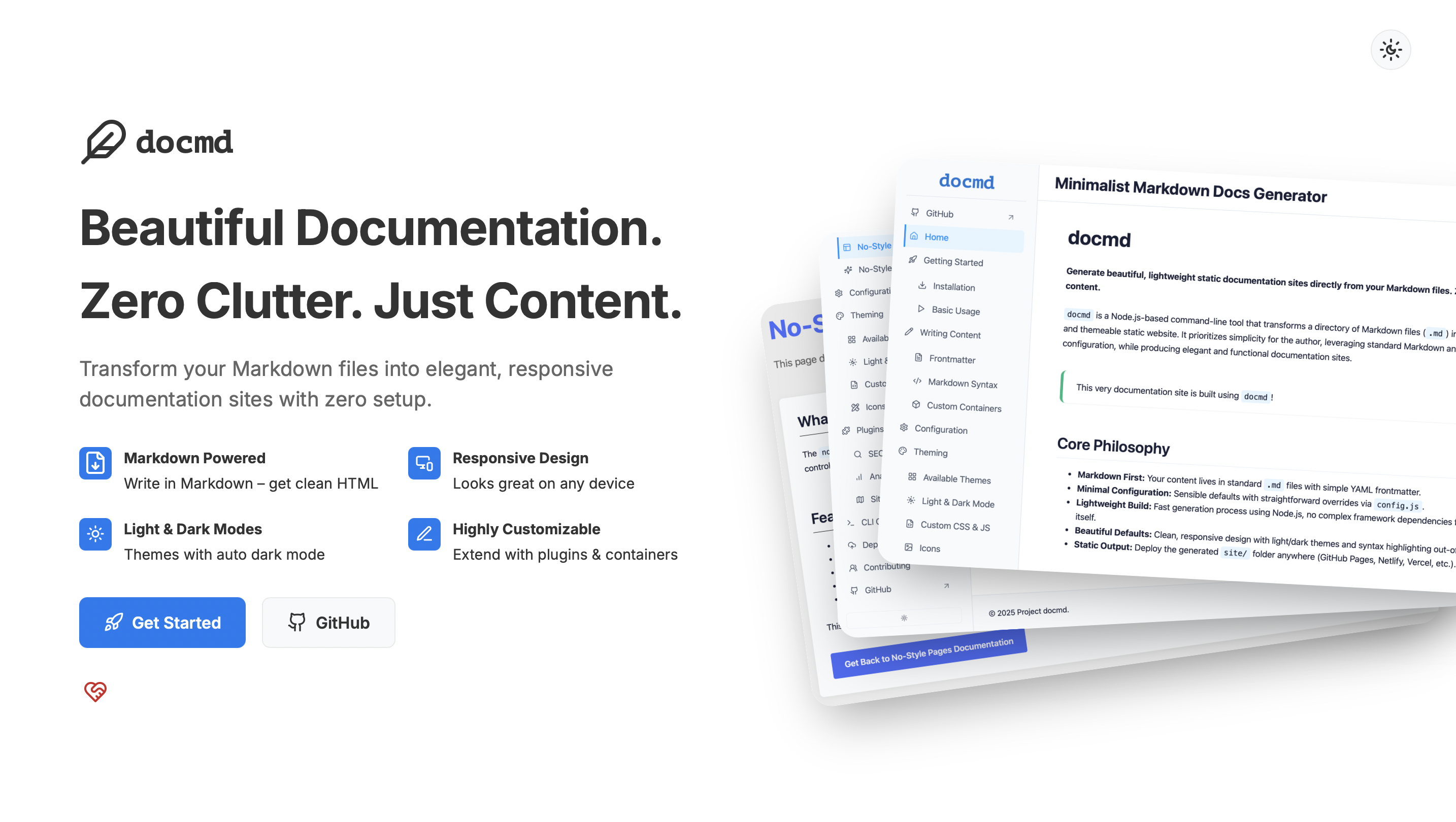 Docmd - Genera bel siti di documentazione leggera di Markdown. media 1