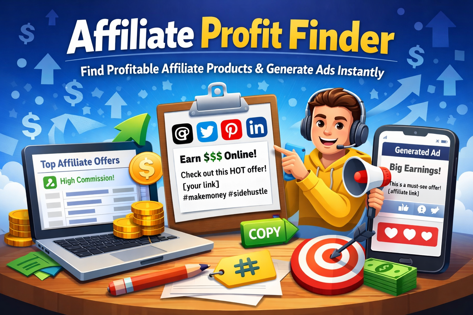 Affiliate Profit Finder - Product Hunt launch logo and brand identity