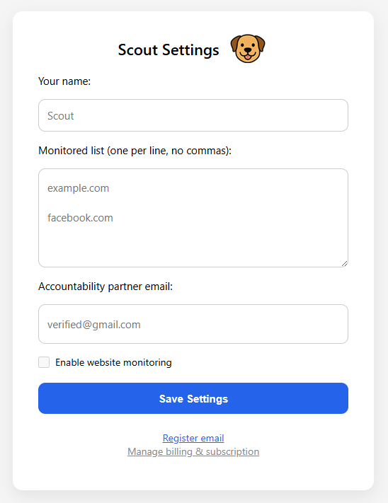 Scout - Online Accountability - Screenshot 2 showing product features and functionality