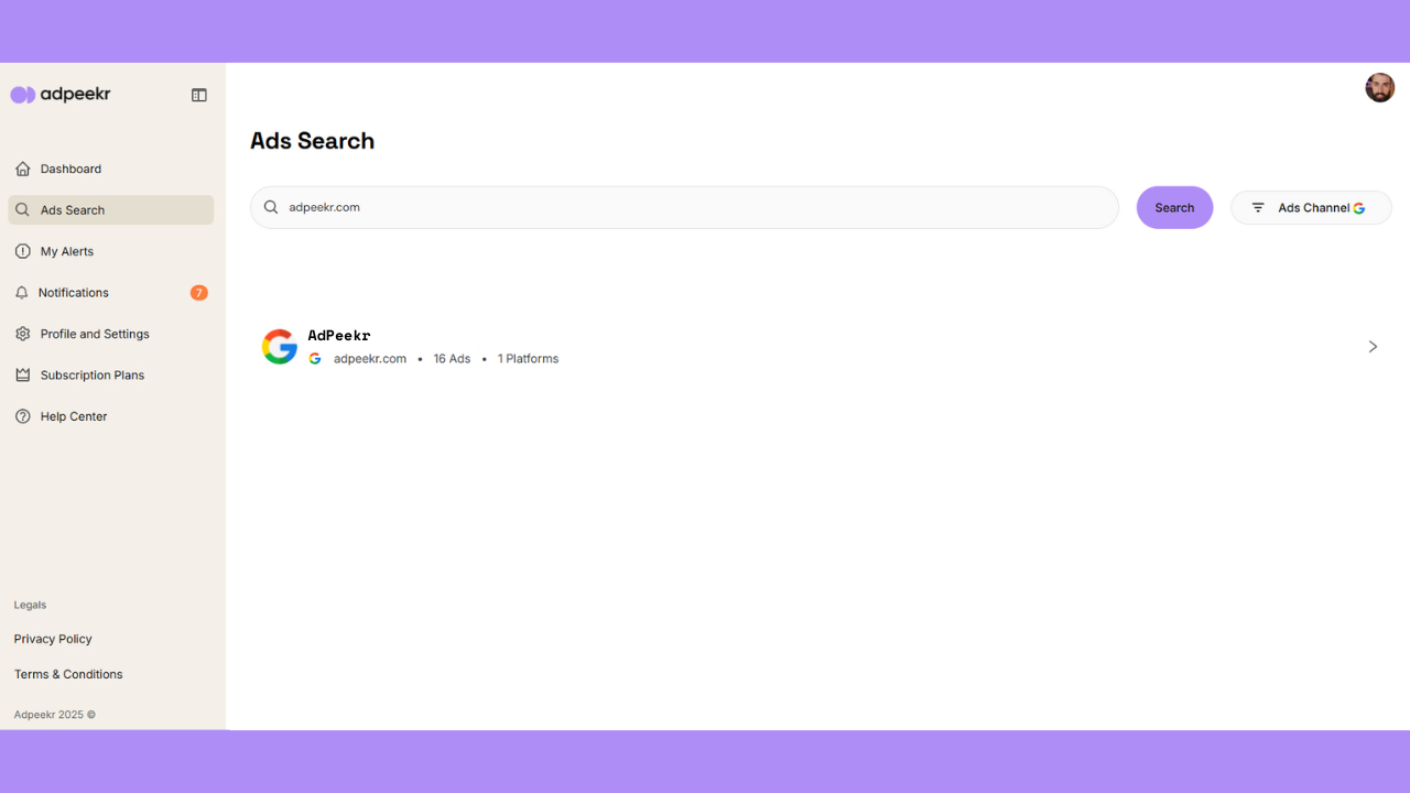New AdPeekr feature: Google Ads Alerts gallery image