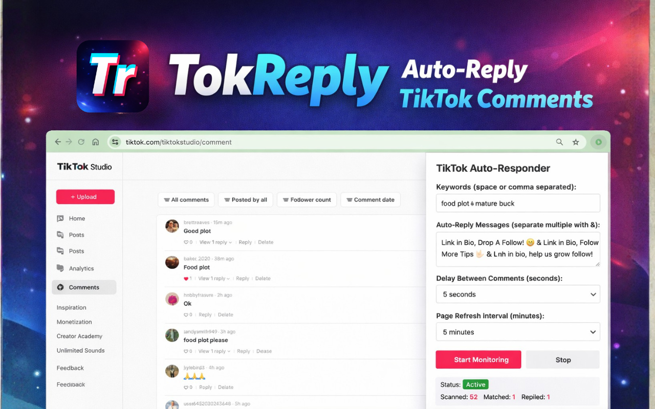 TikTok Autoreply - Screenshot 2 showing product features and functionality