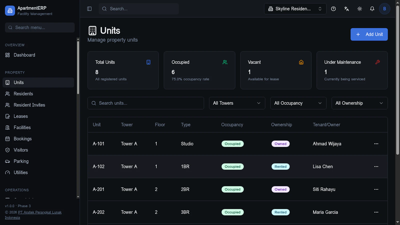 ApartmentERP - Facility Mgmt Platform screenshot 2