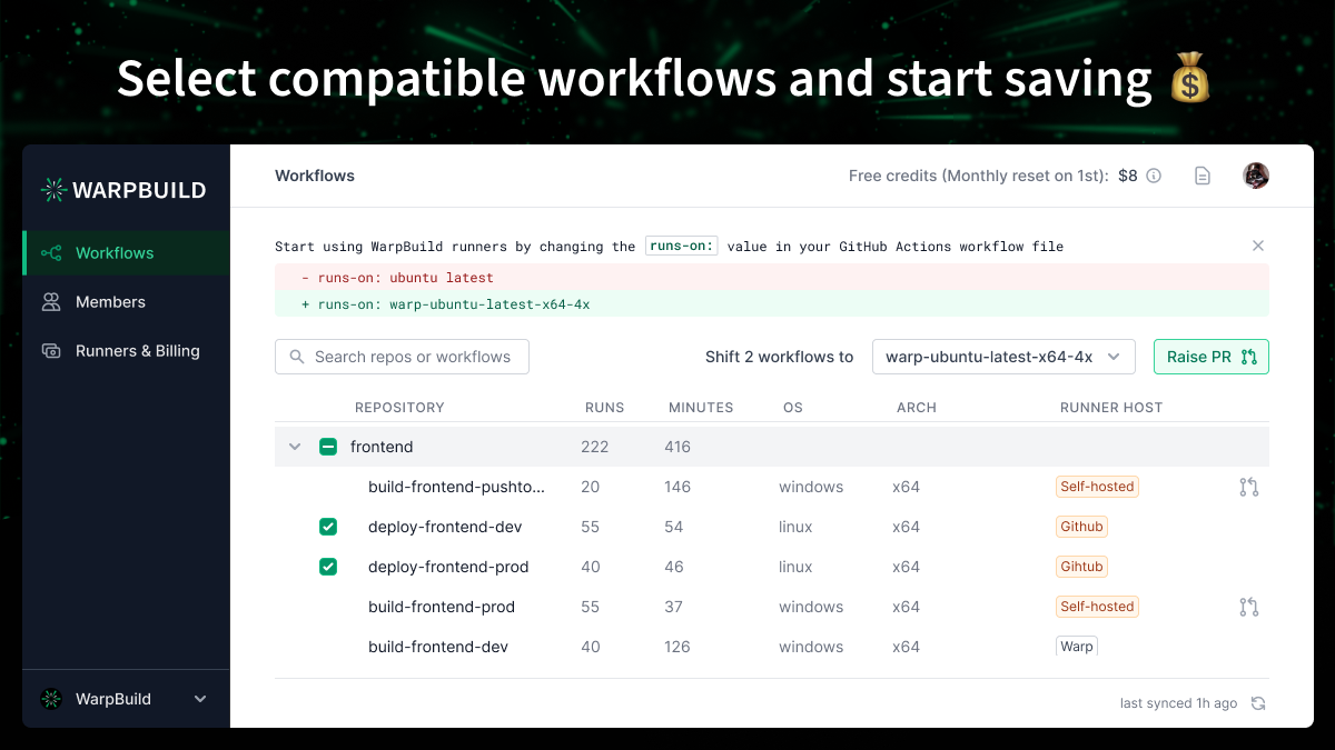 Media Warpbuild - 30% lebih cepat, 50% pelari tindakan github lebih murah 1