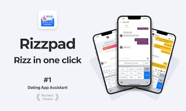 Rizzpad - 데이트 앱에서 완벽한 첫만남 대사와 재미있는 대화를 위한 쉽고 빠르며 고품질 답변.