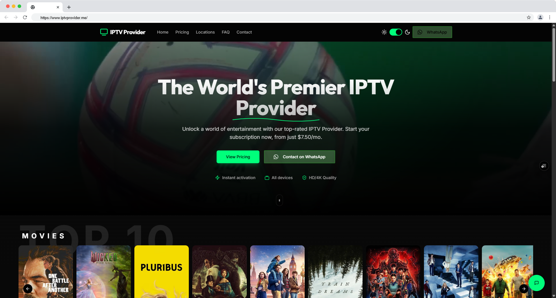 IPTV Provider - Main product screenshot demonstrating key features and user interface
