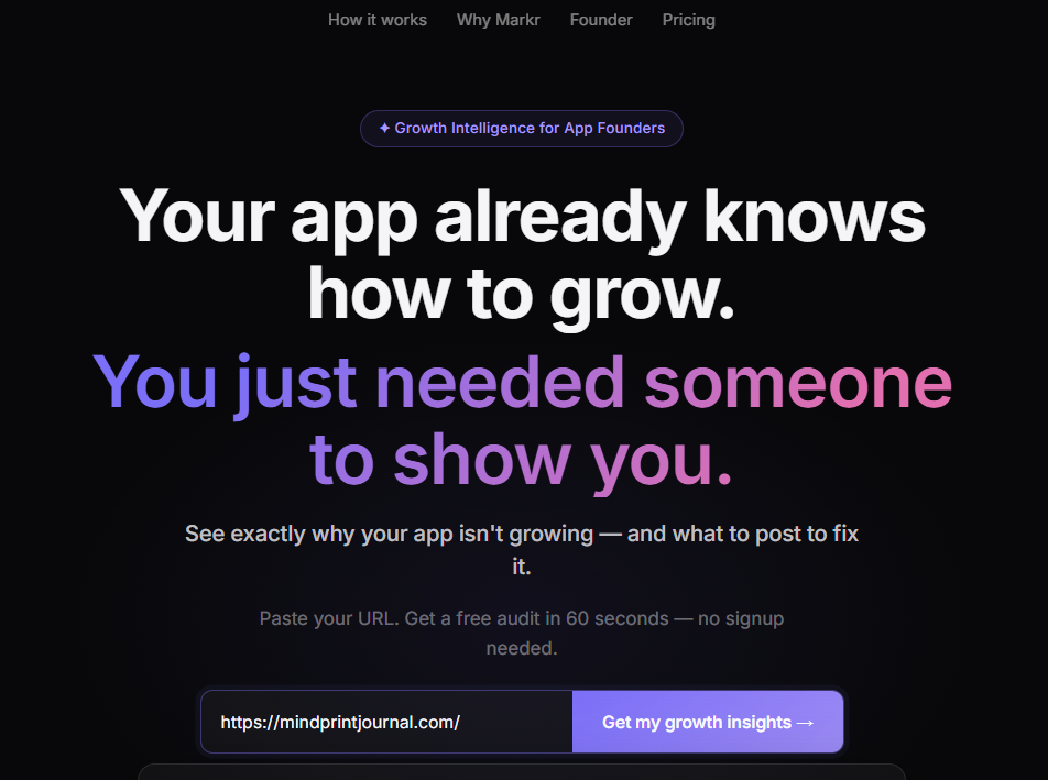 Markr, Growth Intelligence for Founders gallery image