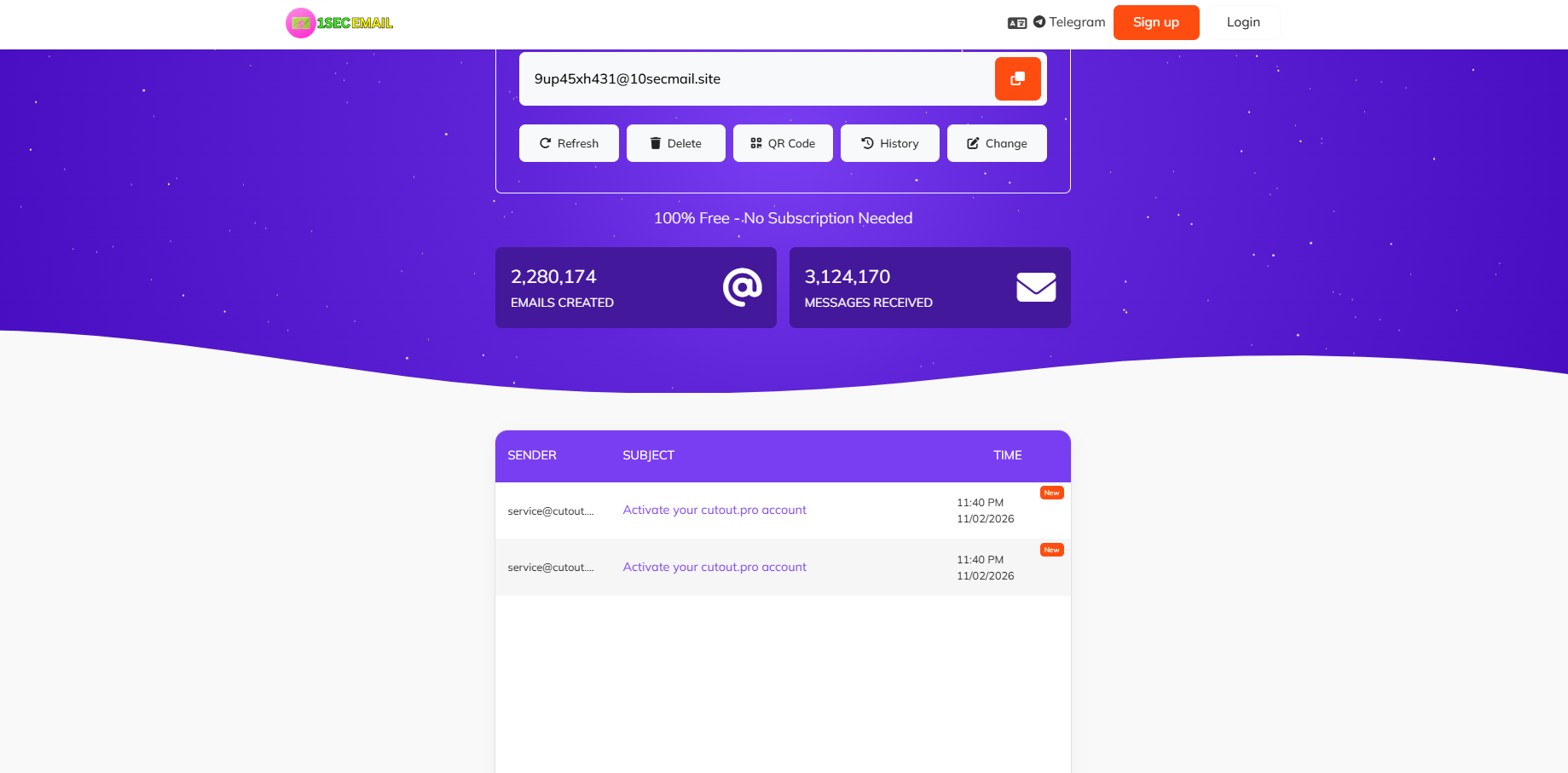 1secemail - Instant Temporary Email - Screenshot 2 showing product features and functionality