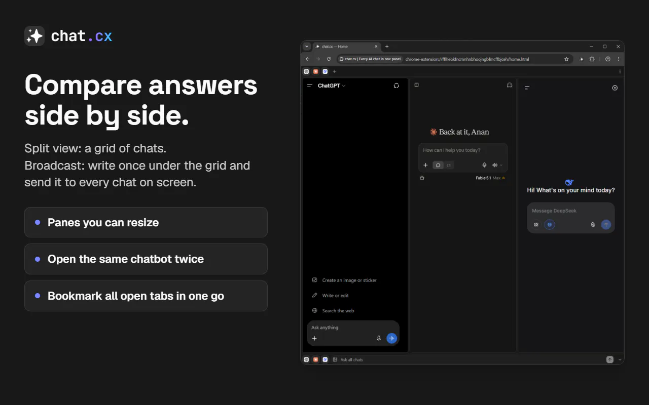 chat.cx | Every AI chat in one panel gallery image