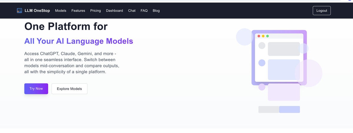 LLM OneStop - Main screenshot showing features and interface