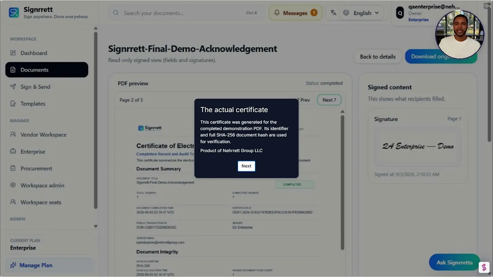 Signrrett screenshot 1 (video preview)