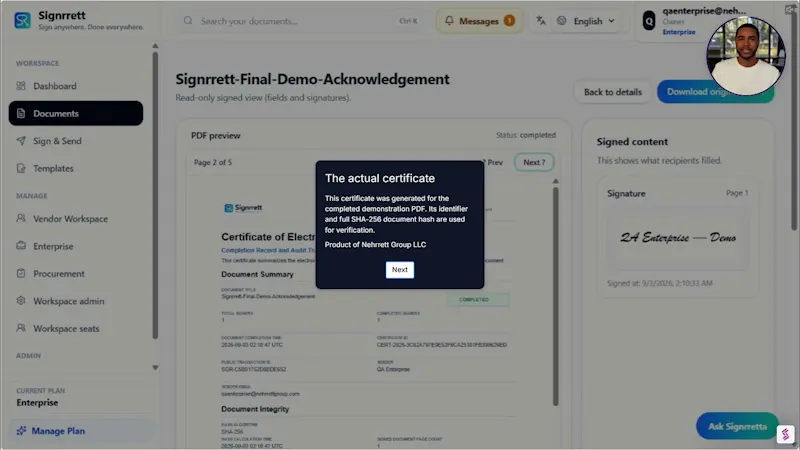 Signrrett screenshot 1 (video preview)