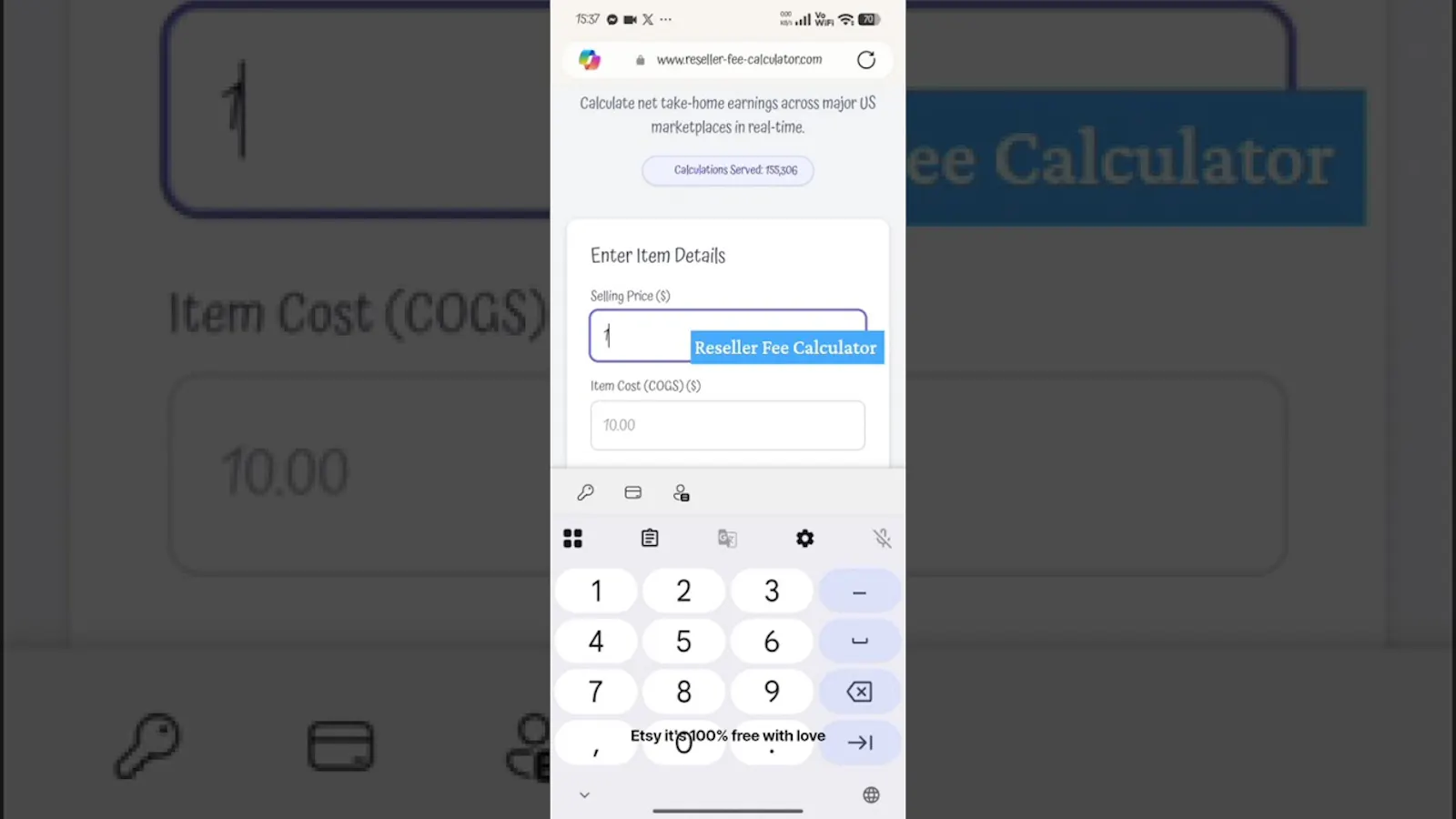 Reseller Fee Calculator screenshot 1 (video preview)