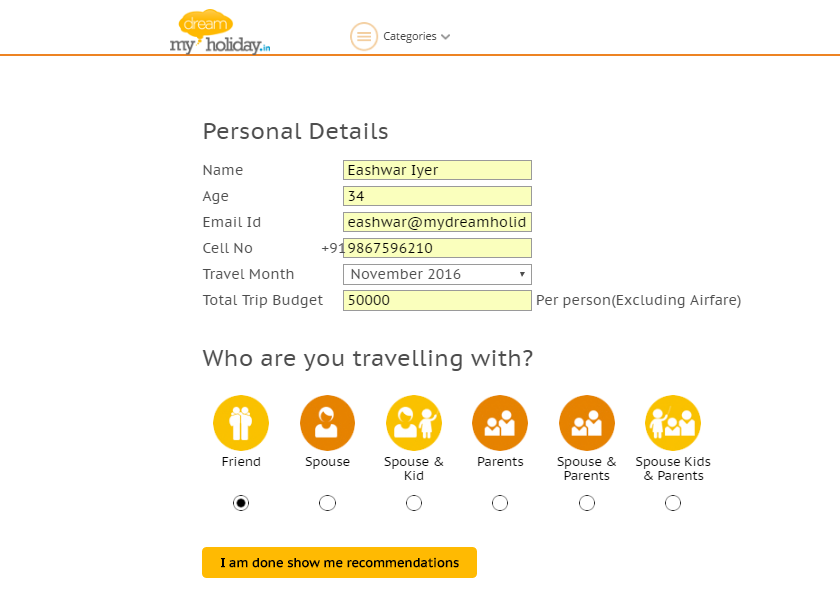 MyDreamHoliday Holiday Recommender gallery image
