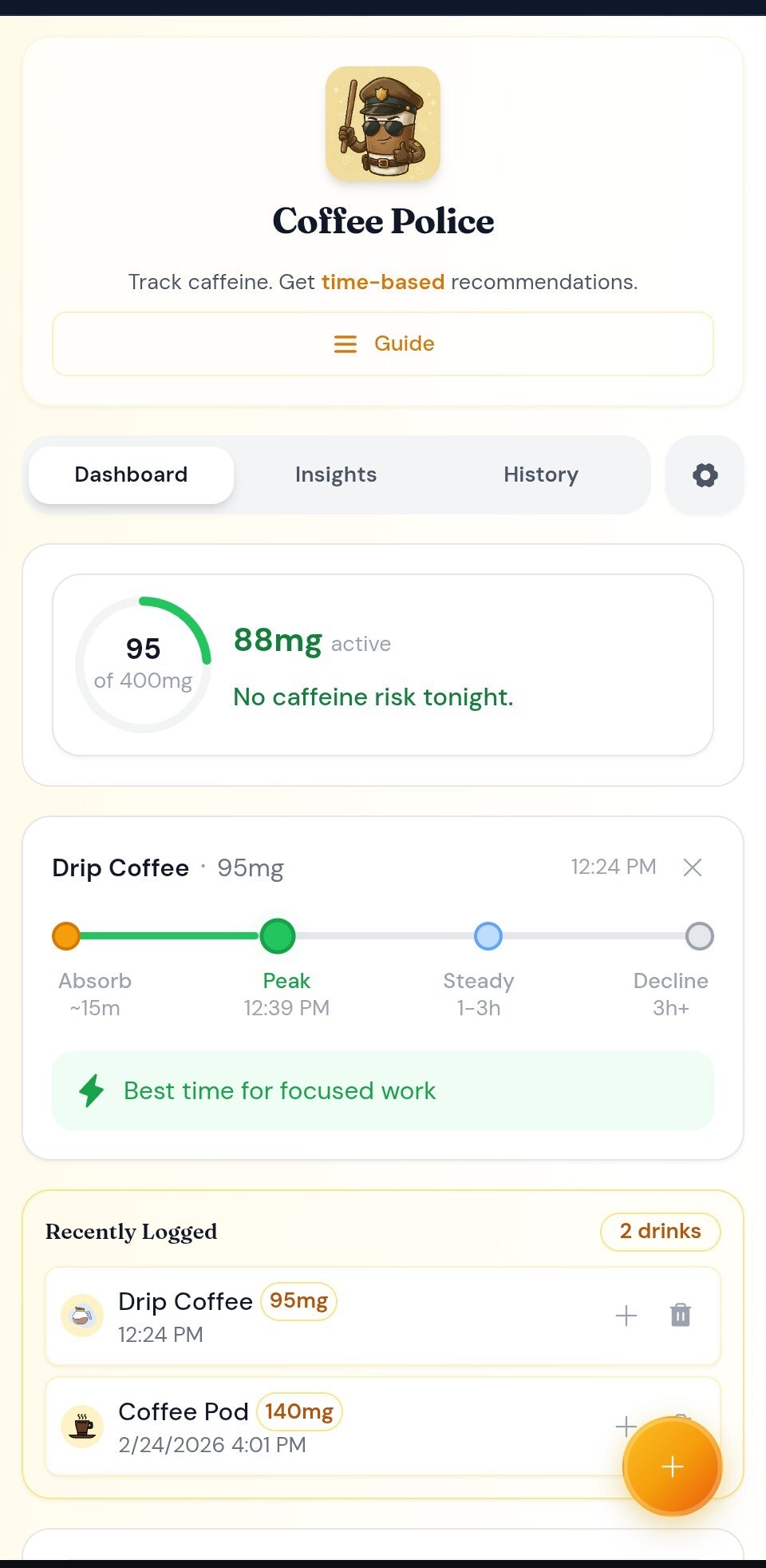 CoffeePolice - Main product screenshot demonstrating key features and user interface