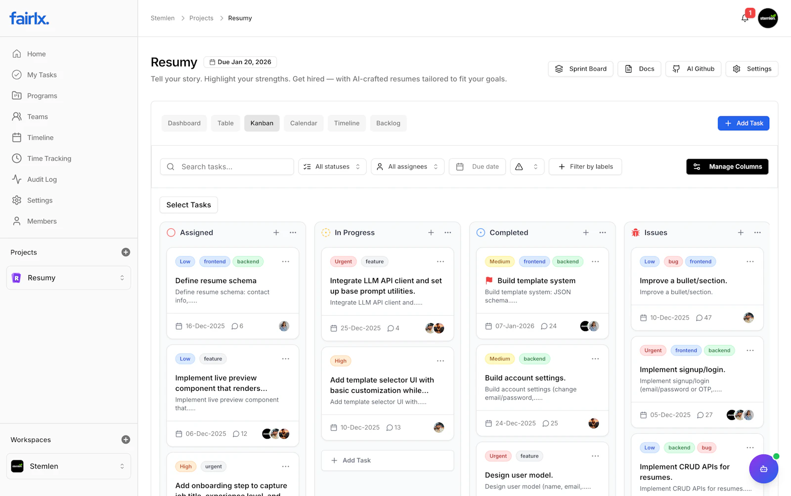 Fairlx • Open Source AI-Powered PM Tool screenshot 1