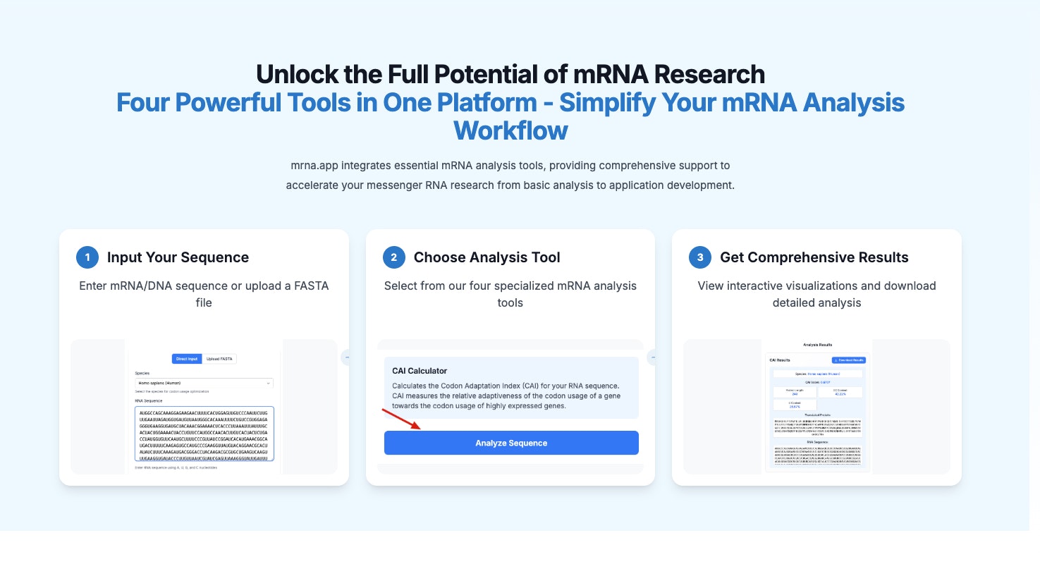 mrna.app - Piattaforma di analisi della sequenza di mRNA completa media 1