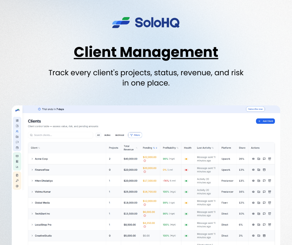 SoloHQ - Screenshot 4 showing product features and functionality