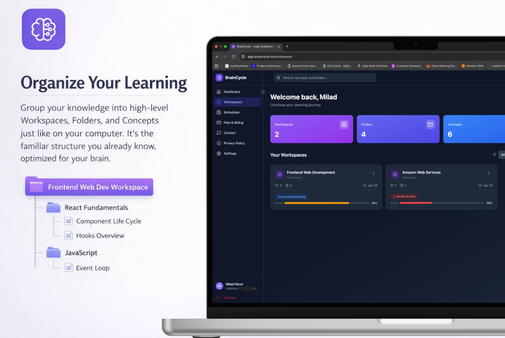 BrainCycle - Main product screenshot demonstrating key features and user interface