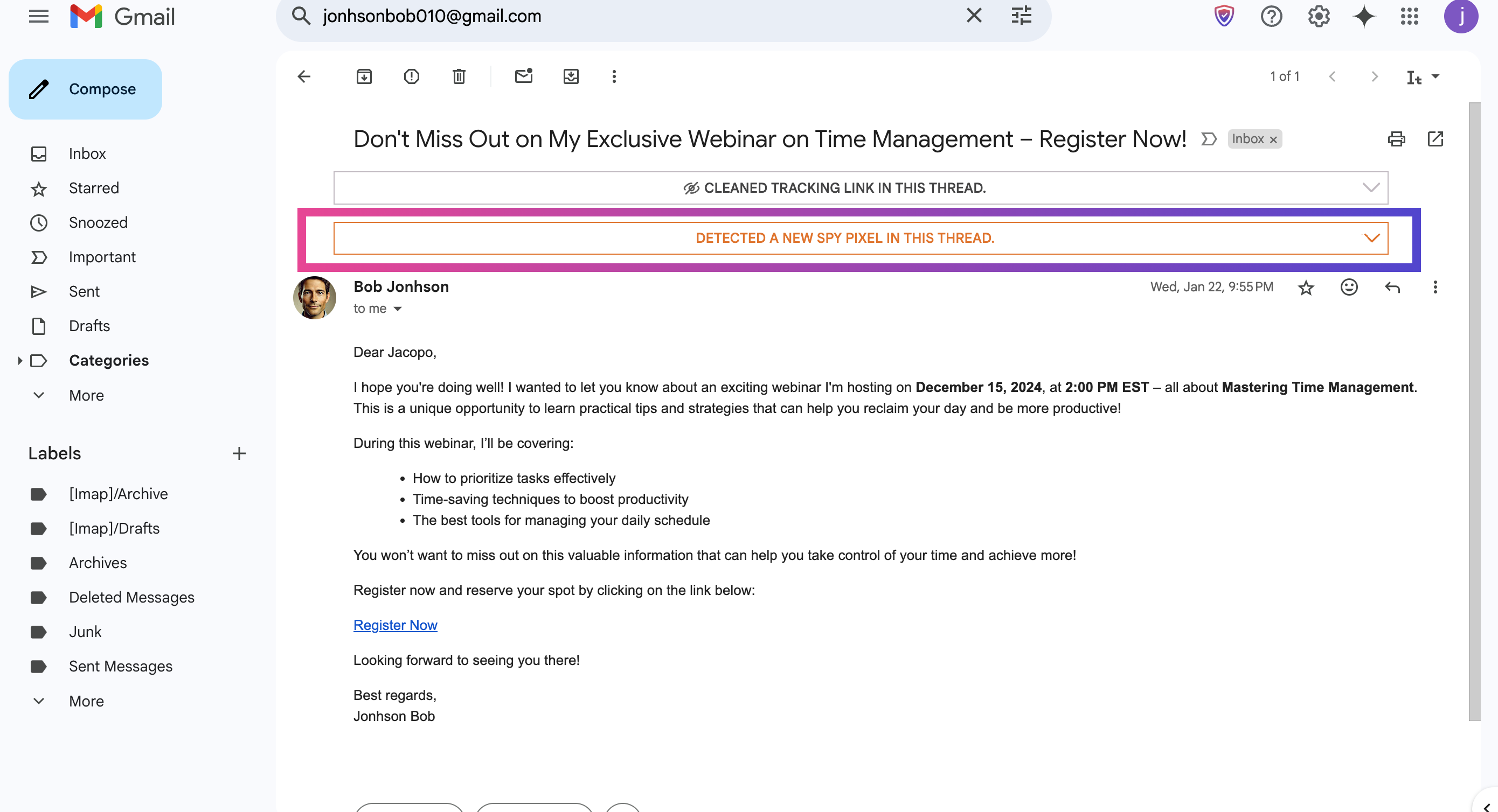 Gblock - Блок отслеживания электронной почты в Gmail медиа 3