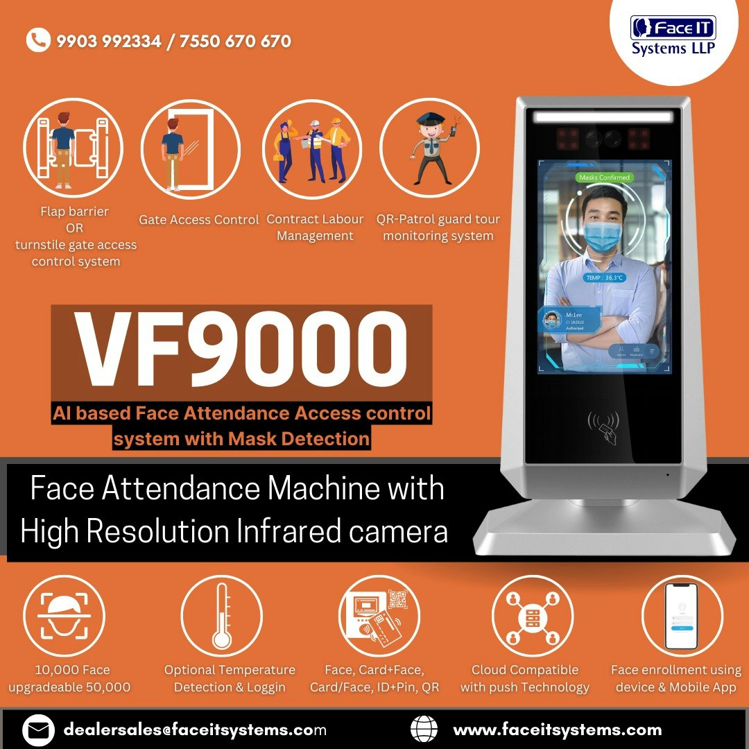 VF9000 - 基于AI的面部出勤率和访问控制终端媒体3