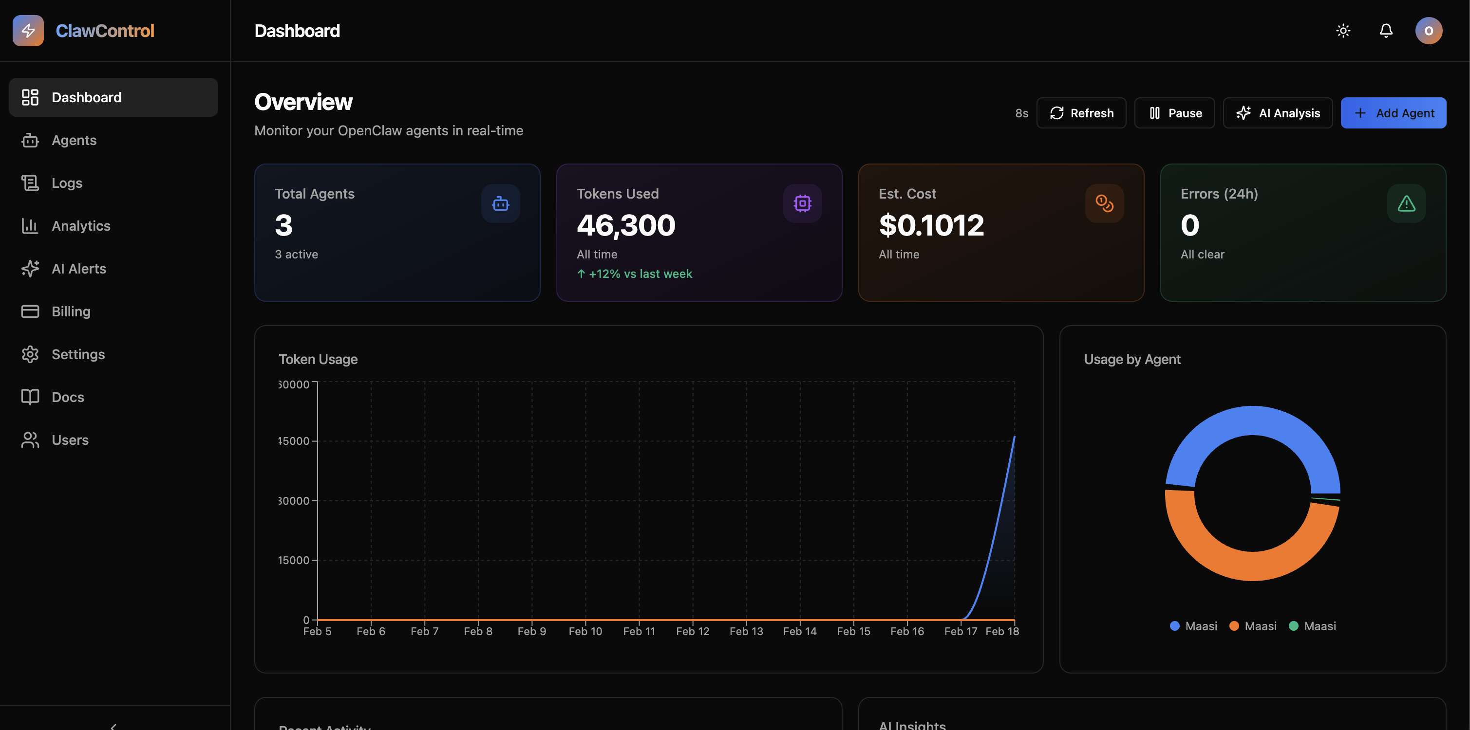 ClawControl - Main product screenshot demonstrating key features and user interface