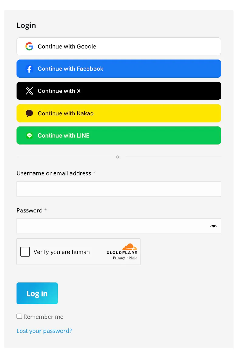 Minoworks Social Logins WordPress Plugin screenshot 1