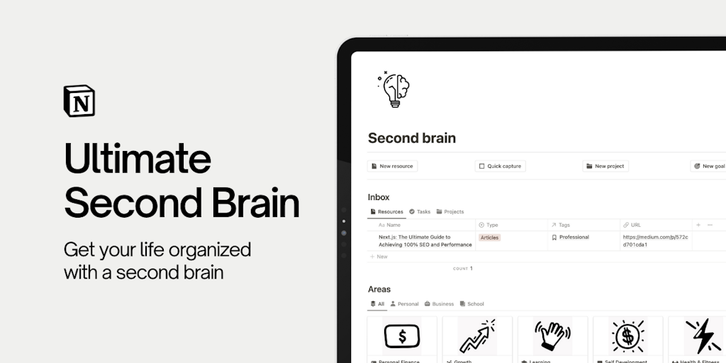 Notion Ultimate Second Brain: Capture & organize your knowledge in ...
