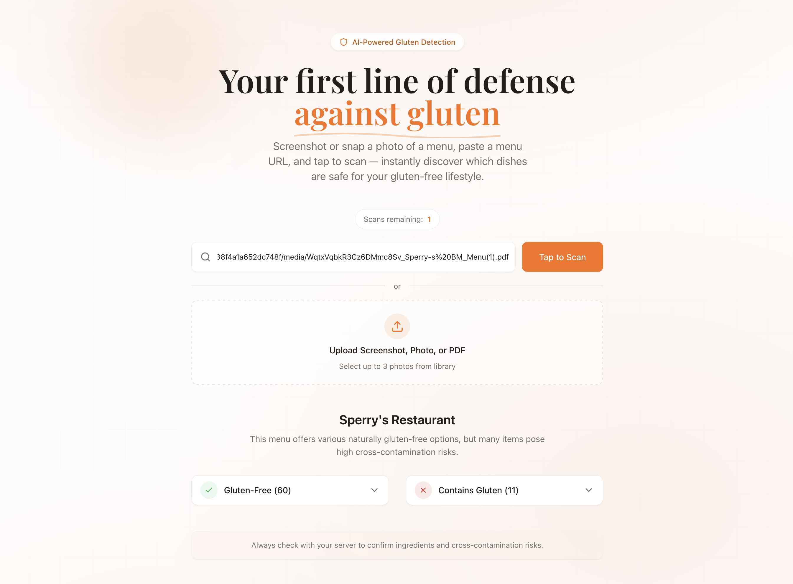 aiMenuScanner.xyz - Screenshot 2 showing product features and functionality