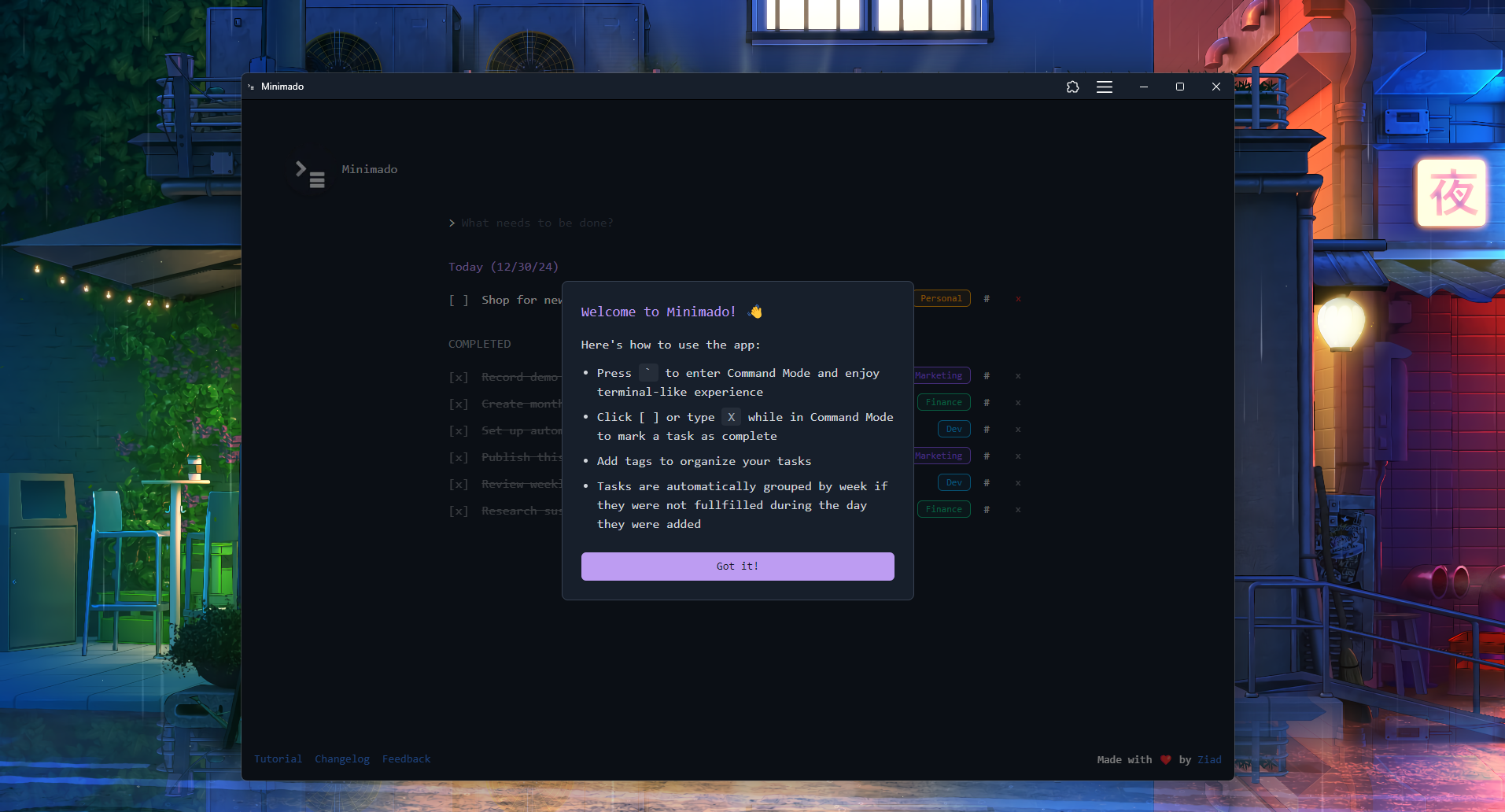 Minimizzato - Task Manager minimalista con funzionalità di comando media 2