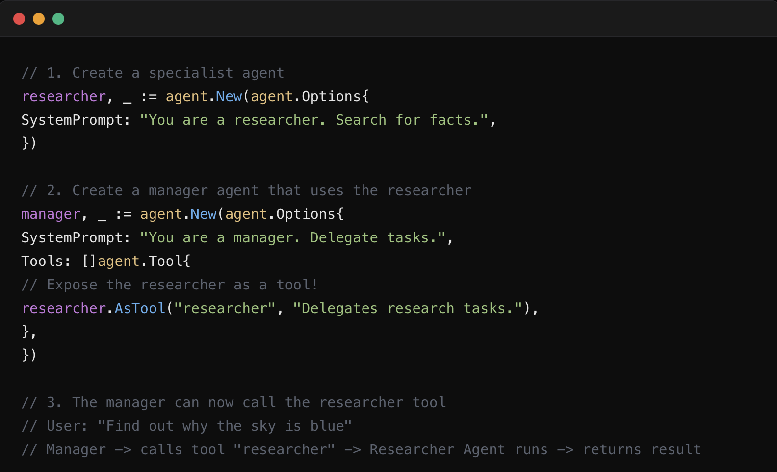 go-agent: an agent framework - Screenshot 3 showing product features and functionality