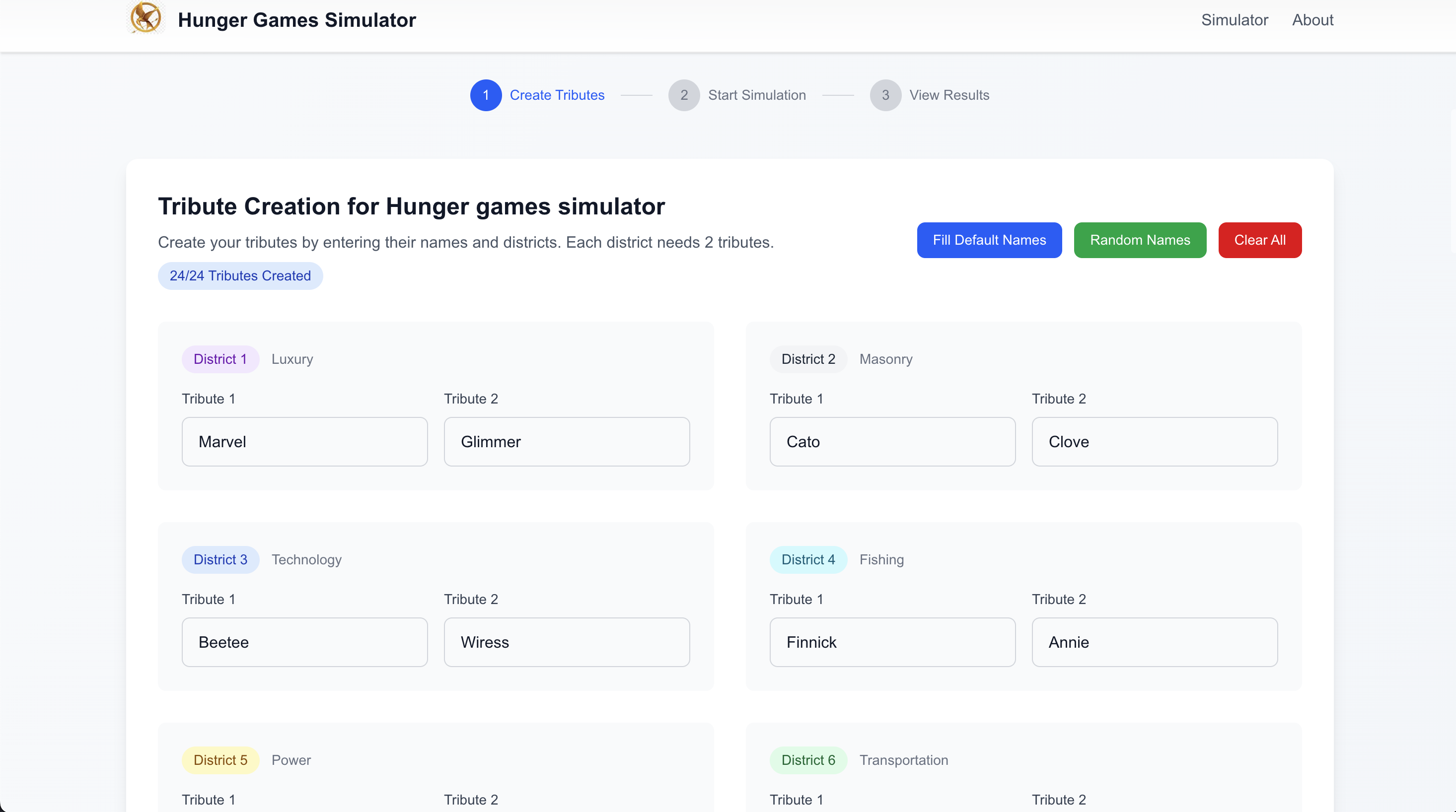 Hunger Games Simulator gallery image