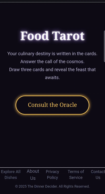 The Dinner Decider - Main screenshot showing features and interface