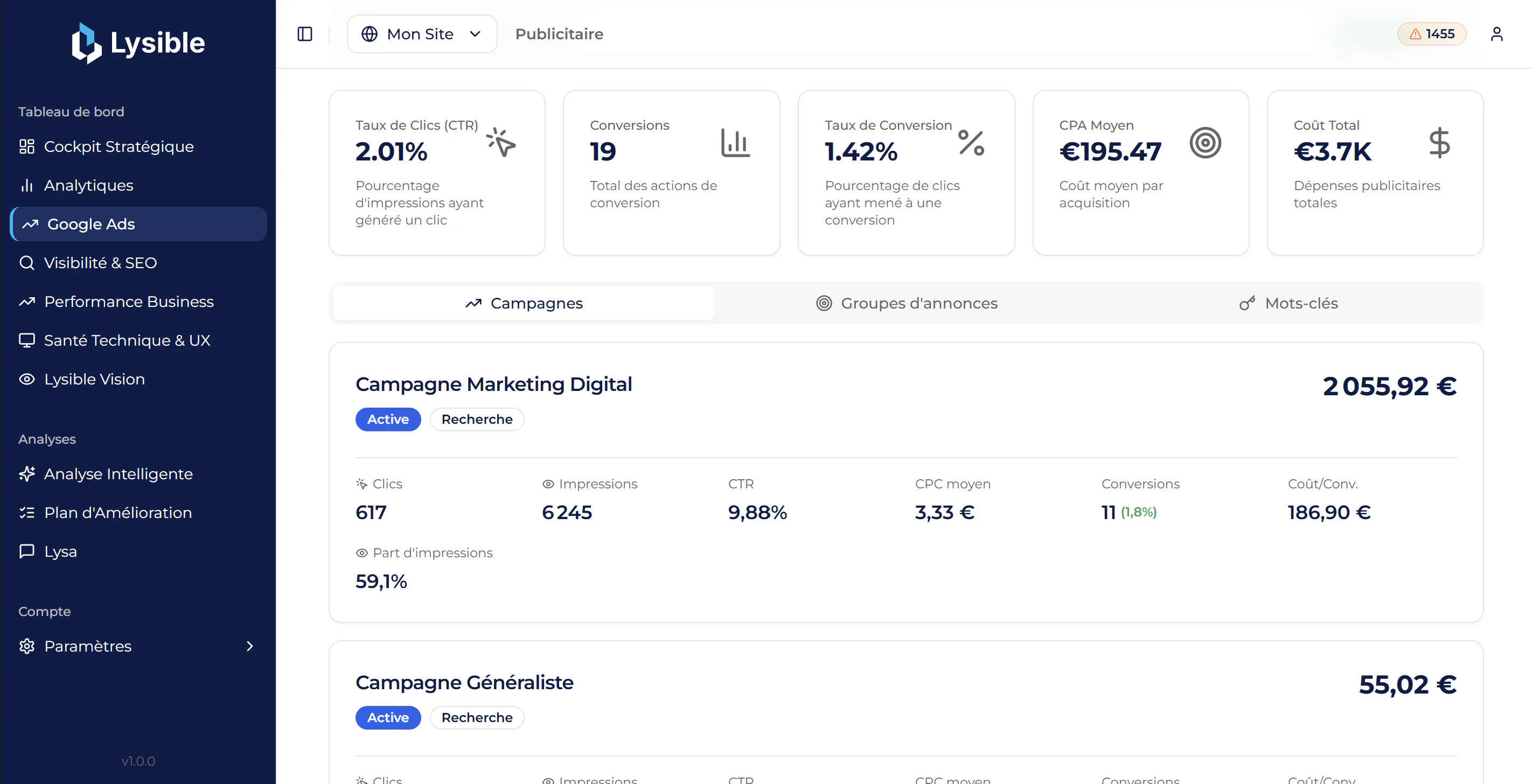 Lysible - Outil d'Analyse de Données Web gallery image