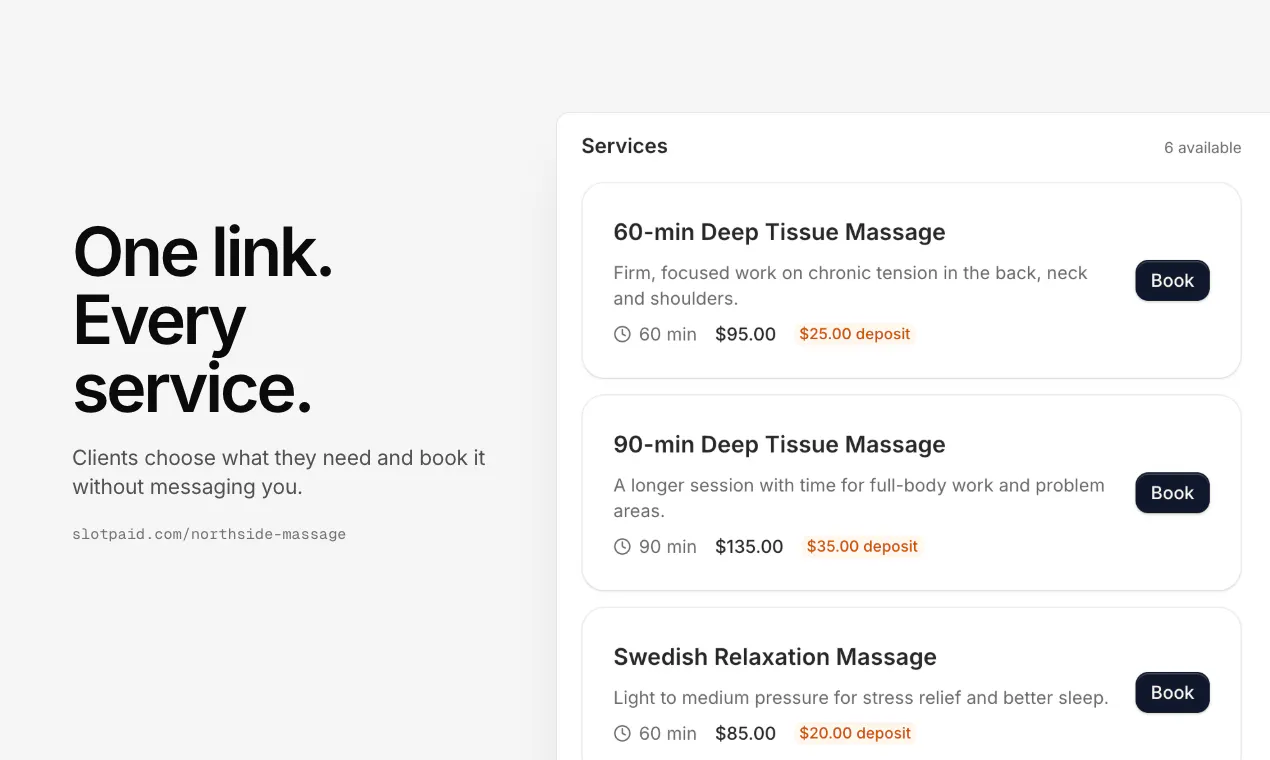 SlotPaid · Bookings that arrive paid gallery image